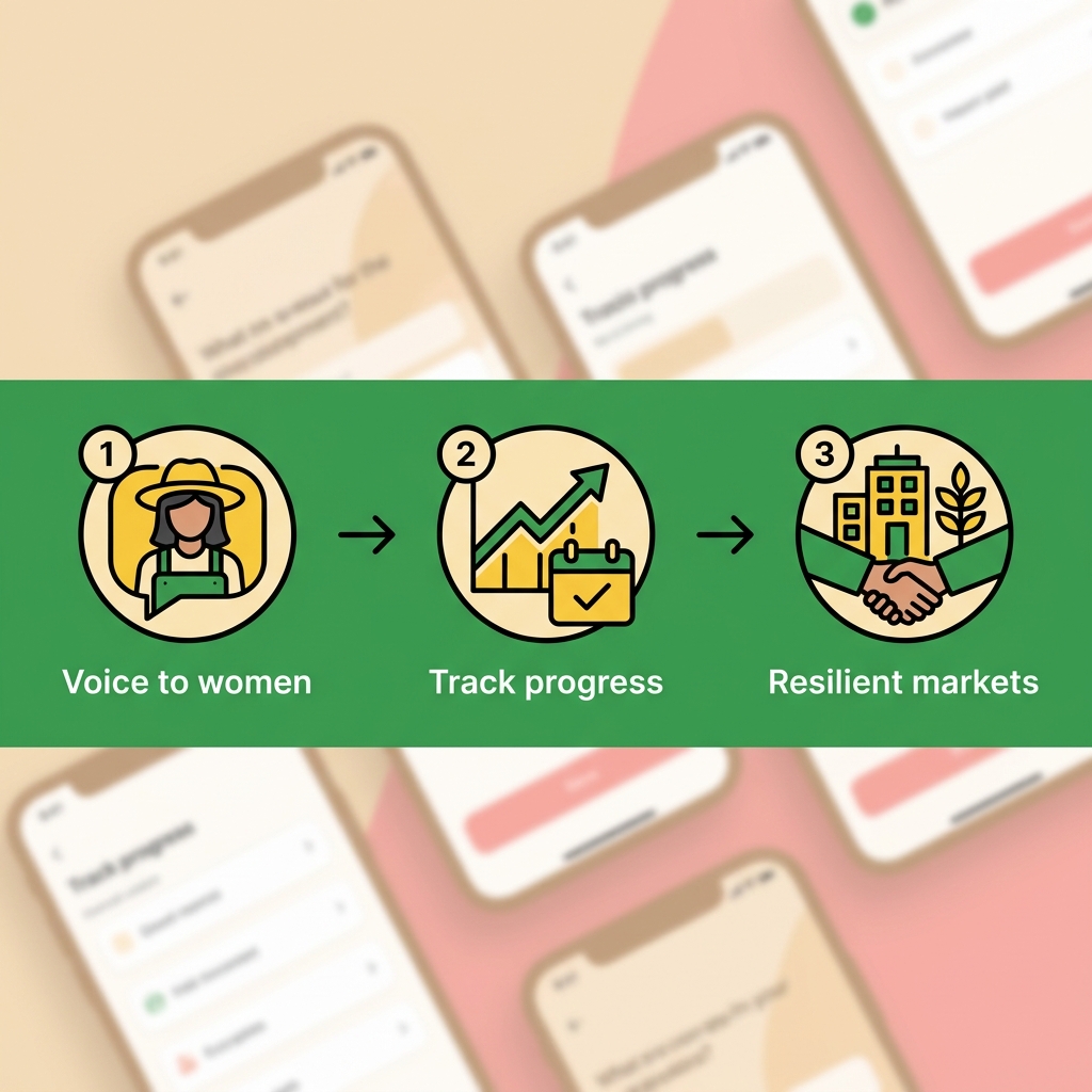 Diagram showing why the NAARI tool matters: Voice to women, Track progress, and Resilient markets